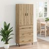 vidaXL Highboard 2 pcs Remeseln&yacute; dub Drevovl&aacute;knit&aacute; doska a sklo