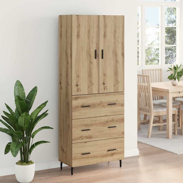 vidaXL Highboard 2 pcs Remeseln&yacute; dub Drevovl&aacute;knit&aacute; doska a sklo
