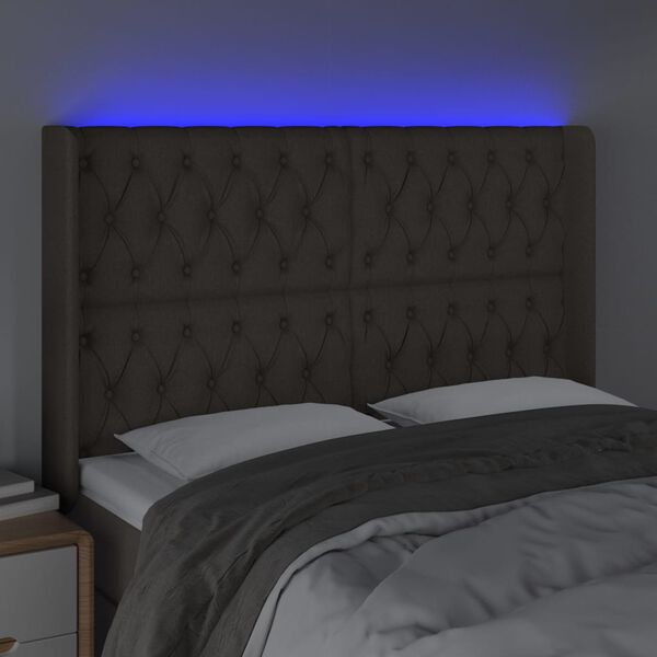vidaXL Čelo postele s LED sivohned&eacute; 163x16x118/128 cm l&aacute;tka