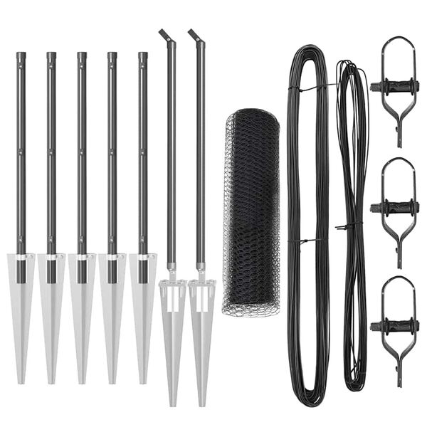 vidaXL Stĺp na plot. Siv&aacute; 10 x 0,8 m (13 mm pletivo) Ocel a PVC