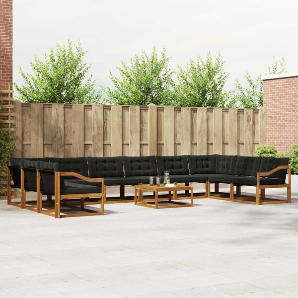 vidaXL Z&aacute;hradn&aacute; s&uacute;prava gaučov s vank&uacute;&scaron;om 11 pcs Pr&iacute;rodn&aacute; a čierna