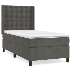 vidaXL Posteľn&yacute; r&aacute;m boxspring s matracom tmavosiv&yacute; 80x200 cm zamat