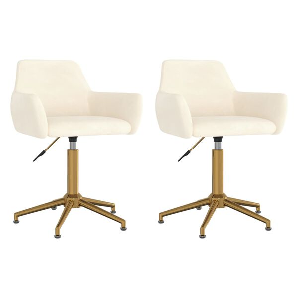 vidaXL Otočn&eacute; jed&aacute;lensk&eacute; stoličky 2 ks kr&eacute;mov&eacute; zamatov&eacute;