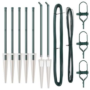 vidaXL Plotov&eacute; stĺpy 7 pcs Zelen&aacute; &Oslash;32mm 60 cm Pozinkovan&aacute; oceľ