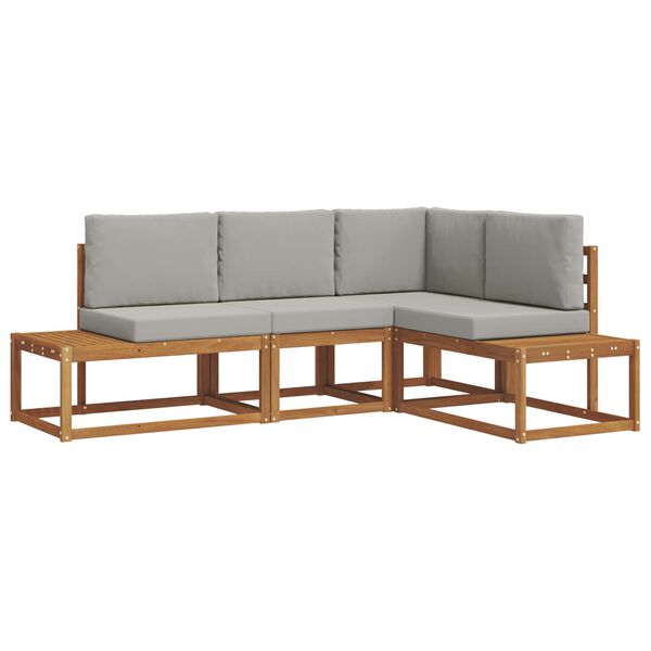 vidaXL Z&aacute;hradn&aacute; s&uacute;prava gaučov s vank&uacute;&scaron;om 4 Kus Pr&iacute;rodn&aacute; a svetlosiv&aacute;