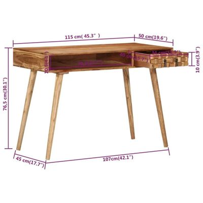vidaXL Písací stôl 115x50x76 cmmasívne akáciové drevo