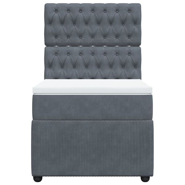 vidaXL Posteľný rám boxspring s matracom tmavosivý 90x190 cm zamat