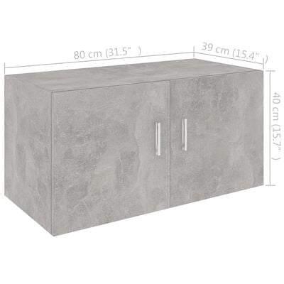 vidaXL Nástenná skrinka, betónovo sivá 80x39x40 cm, kompozitné drevo