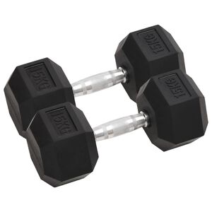 vidaXL Jednoručn&eacute; činky 2 ks 15 kg celkov&eacute; liatina