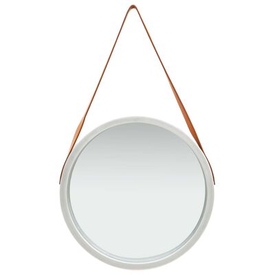 vidaXL Nástenné zrkadlo s popruhom strieborné 50 cm