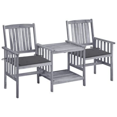 vidaXL Záhradné stoličky s čajovým stolíkom a vankúšmi akáciový masív
