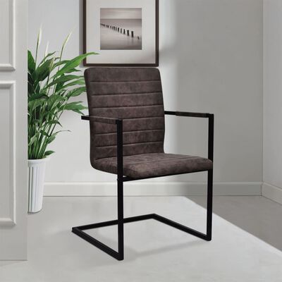 vidaXL Jedálenské stoličky, perová kostra 4 ks, hnedé, umelá koža
