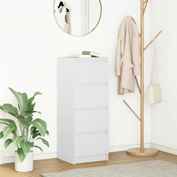 vidaXL Komoda biela 37,5x35x99 cm spracovan&eacute; drevo