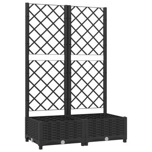 vidaXL Z&aacute;hradn&yacute; kvetin&aacute;č s mriežkou čierny 80x40x121,5 cm PP