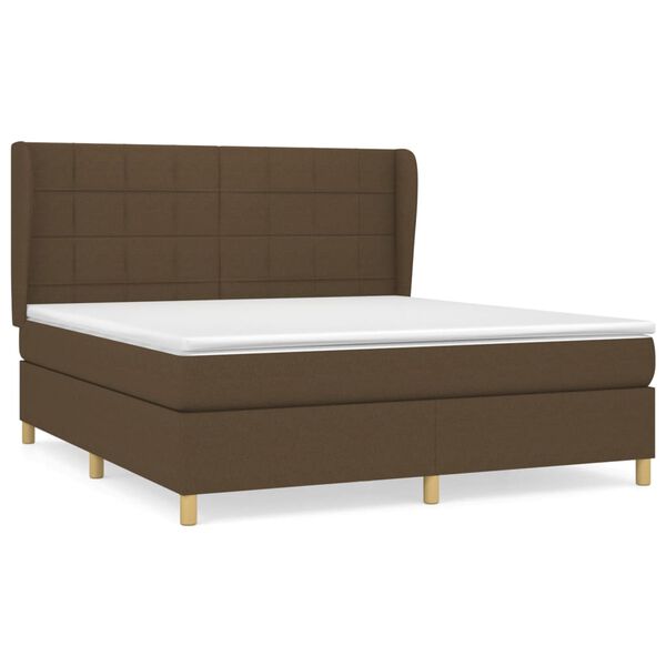 vidaXL Boxspring posteľ s matracom tmavohned&aacute; 180x200 cm l&aacute;tka