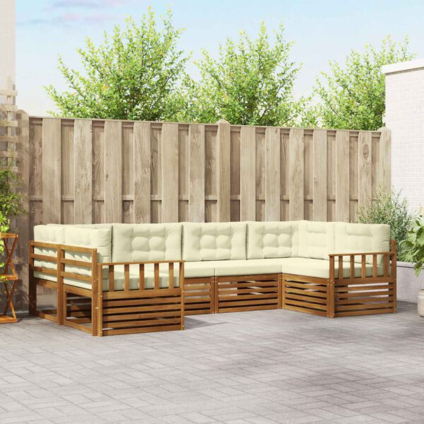 vidaXL Z&aacute;hradn&aacute; s&uacute;prava gaučov s vank&uacute;&scaron;om 6 pcs Pr&iacute;rodn&aacute; a kr&eacute;mov&aacute;