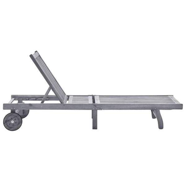 vidaXL Záhradné ležadlo s podložkou sivé akáciový masív