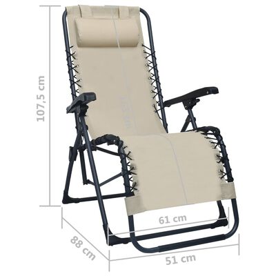 vidaXL Skladacie terasové stoličky 2 ks krémové textilénové