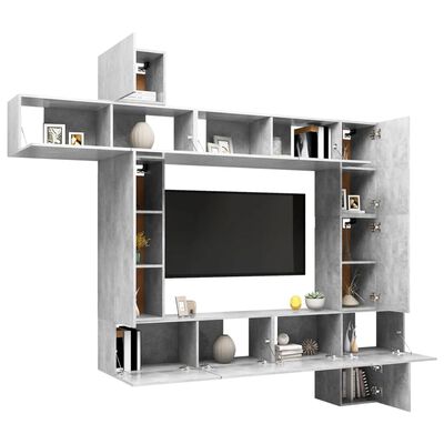 vidaXL 9-dielna súprava TV skriniek betónovo-sivá drevotrieska