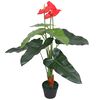 vidaXL Umel&aacute; rastlina, ant&uacute;ria s kvetin&aacute;čom 90 cm, červen&aacute; a žlt&aacute;