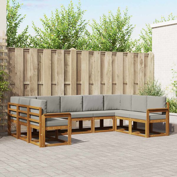 vidaXL Z&aacute;hradn&aacute; s&uacute;prava gaučov s vank&uacute;&scaron;om 9 pcs Pr&iacute;rodn&aacute; a svetlosiv&aacute;