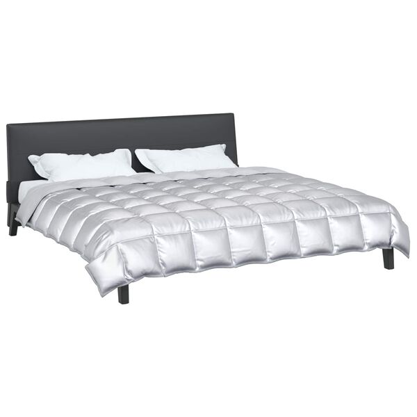 vidaXL Zimn&yacute; prehoz Strieborn&aacute; 200 x 220 cm Sat&eacute;n a mikrovl&aacute;kno