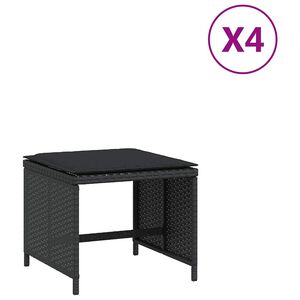 vidaXL Z&aacute;hradn&eacute; taburetky s vank&uacute;&scaron;mi 4 ks čierne 41x41x36 cm polyratan