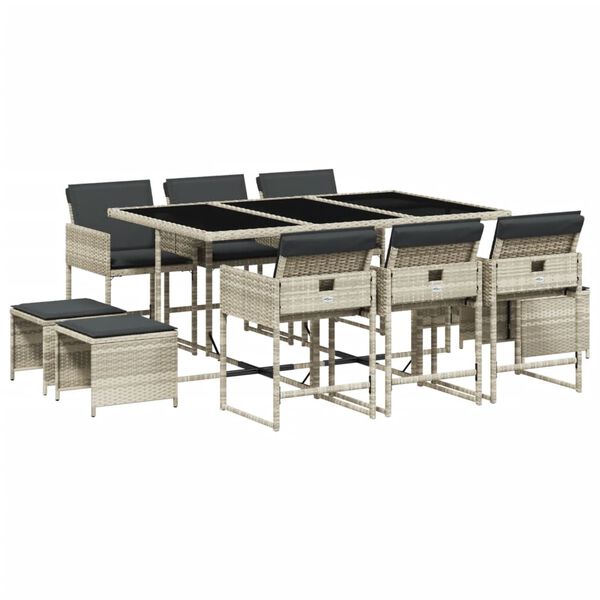 vidaXL 11-dielna z&aacute;hr. jed&aacute;lensk&aacute; s&uacute;prava vank&uacute;&scaron;e svetlosiv&aacute; polyratan