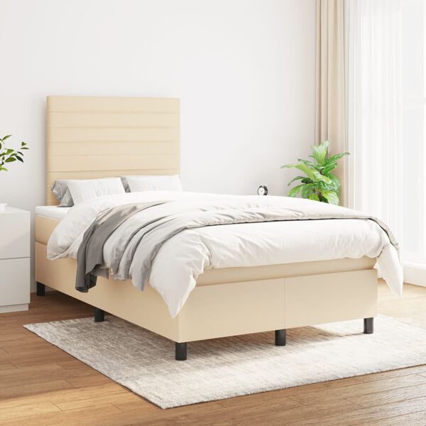 vidaXL Boxspring posteľ s matracom kr&eacute;mov&aacute; 120x190 cm l&aacute;tka