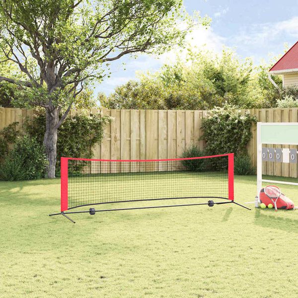 vidaXL Tenisov&aacute; sieť Čierna a červen&aacute; 301 x 90,5 x 87 cm Polyester