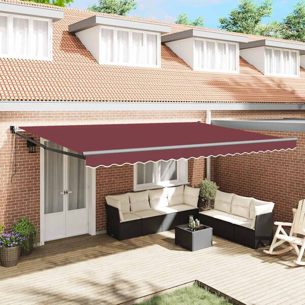 vidaXL Automaticky zaťahovacia mark&iacute;za burgundsk&aacute; 500x300 cm