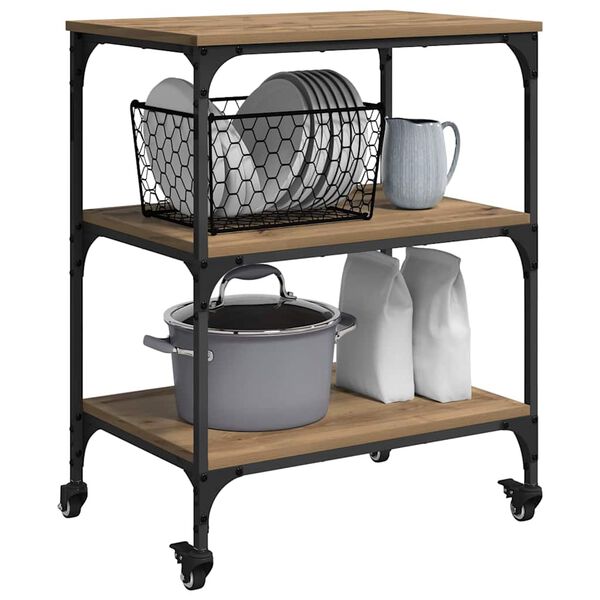 vidaXL Kuchynsk&yacute; voz&iacute;k Remeseln&yacute; dub 60 x 41 x 76 cm Kompozitn&eacute; drevo