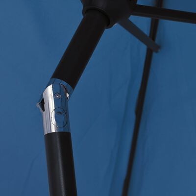 vidaXL Vonkajší slnečník s LED a oceľovou tyčou 300 cm, azúrový