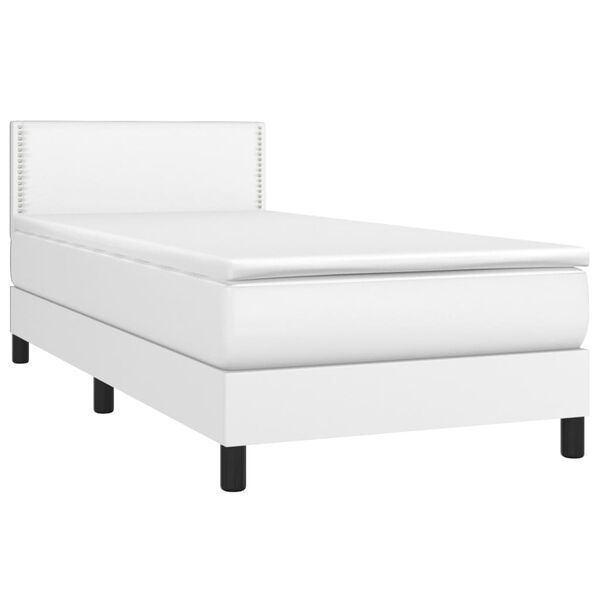 vidaXL Boxspring posteľ s matracom biela 90x190 cm umel&aacute; koža