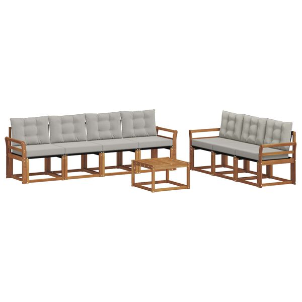 vidaXL Z&aacute;hradn&aacute; s&uacute;prava gaučov s vank&uacute;&scaron;om 8 pcs Pr&iacute;rodn&aacute; a svetlosiv&aacute;