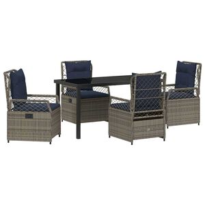 vidaXL Z&aacute;hradn&yacute; jed&aacute;lensk&yacute; set 5 pcs Siv&aacute; polyratan