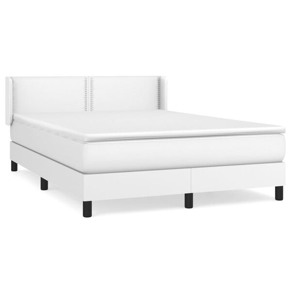 vidaXL Boxspring posteľ s matracom biela 140x200 cm umel&aacute; koža