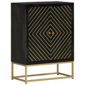 vidaXL Komoda s 2 dverami čierno-zlat&aacute; 55x30x75 cm mas&iacute;vny mangovn&iacute;k