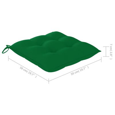 vidaXL Záhradné stoličky 2 ks zelené podložky teakový masív