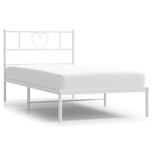 vidaXL Kovov&yacute; r&aacute;m postele bez matraca s čelom biely 75x190cm
