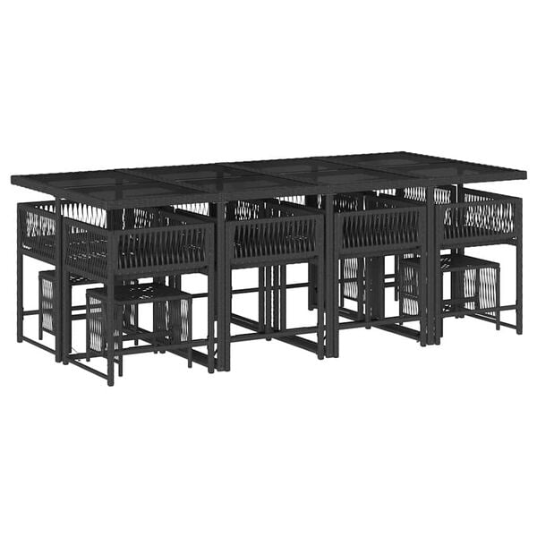 vidaXL 13-dielna z&aacute;hr. jed&aacute;lensk&aacute; s&uacute;prava s vank&uacute;&scaron;mi čierna polyratan