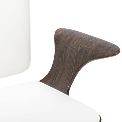 vidaXL Otočná kancelárska stolička biela umelá koža a ohýbané drevo