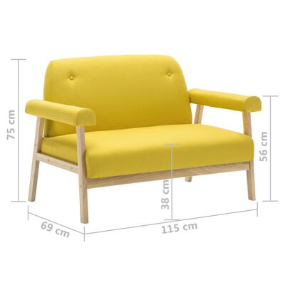 vidaXL 3-miestna sedacia súprava 2 ks, látková, žltá