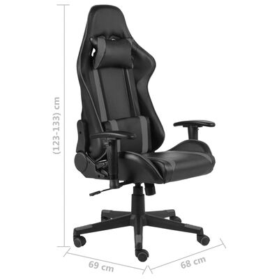 vidaXL Otočná herná stolička sivá PVC