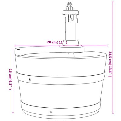vidaXL Vodná fontána s čerpadlom 28x28x34,5 cm masívna jedľa