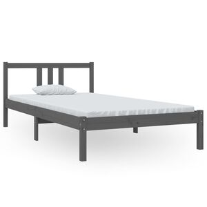 vidaXL Posteľn&yacute; r&aacute;m siv&yacute; mas&iacute;vne drevo 100x200 cm