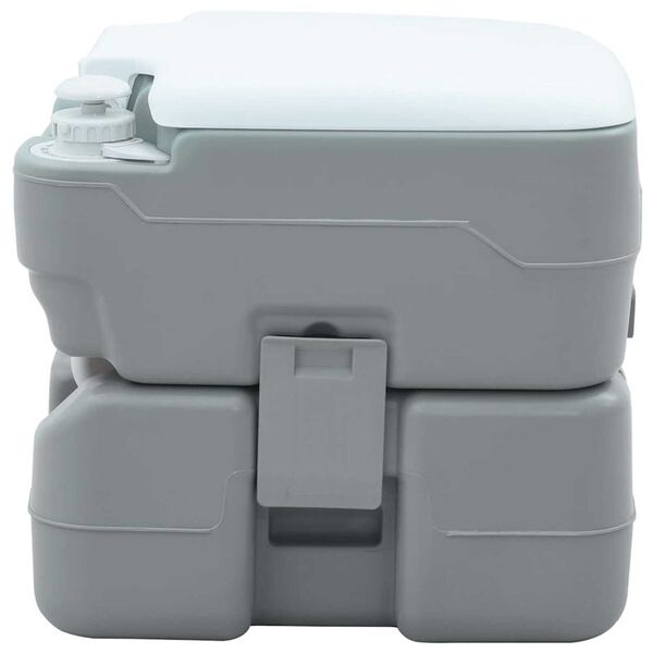 vidaXL Kempingové WC Šedý a biely 41,5 x 36,5 x 37,5 cm Polyetylén