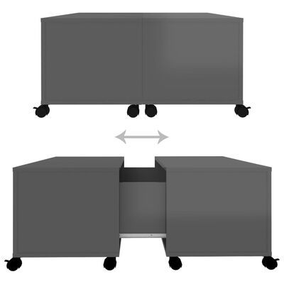 vidaXL Konferenčný stolík lesklý sivý 75x75x38 cm drevotrieska