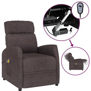 vidaXL Elektrick&eacute; mas&aacute;žne kreslo tmavohned&eacute; l&aacute;tka