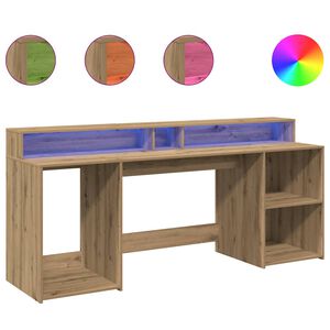 vidaXL St&ocirc;l s LED svetlami dub artisian 200x55x91 cm kompozitn&eacute; drevo